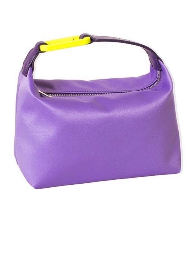 Eera Moon Purple Satin Mini Bag With Yellow Accent Clip